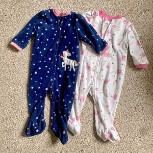 Fleece footie baby girl pjs